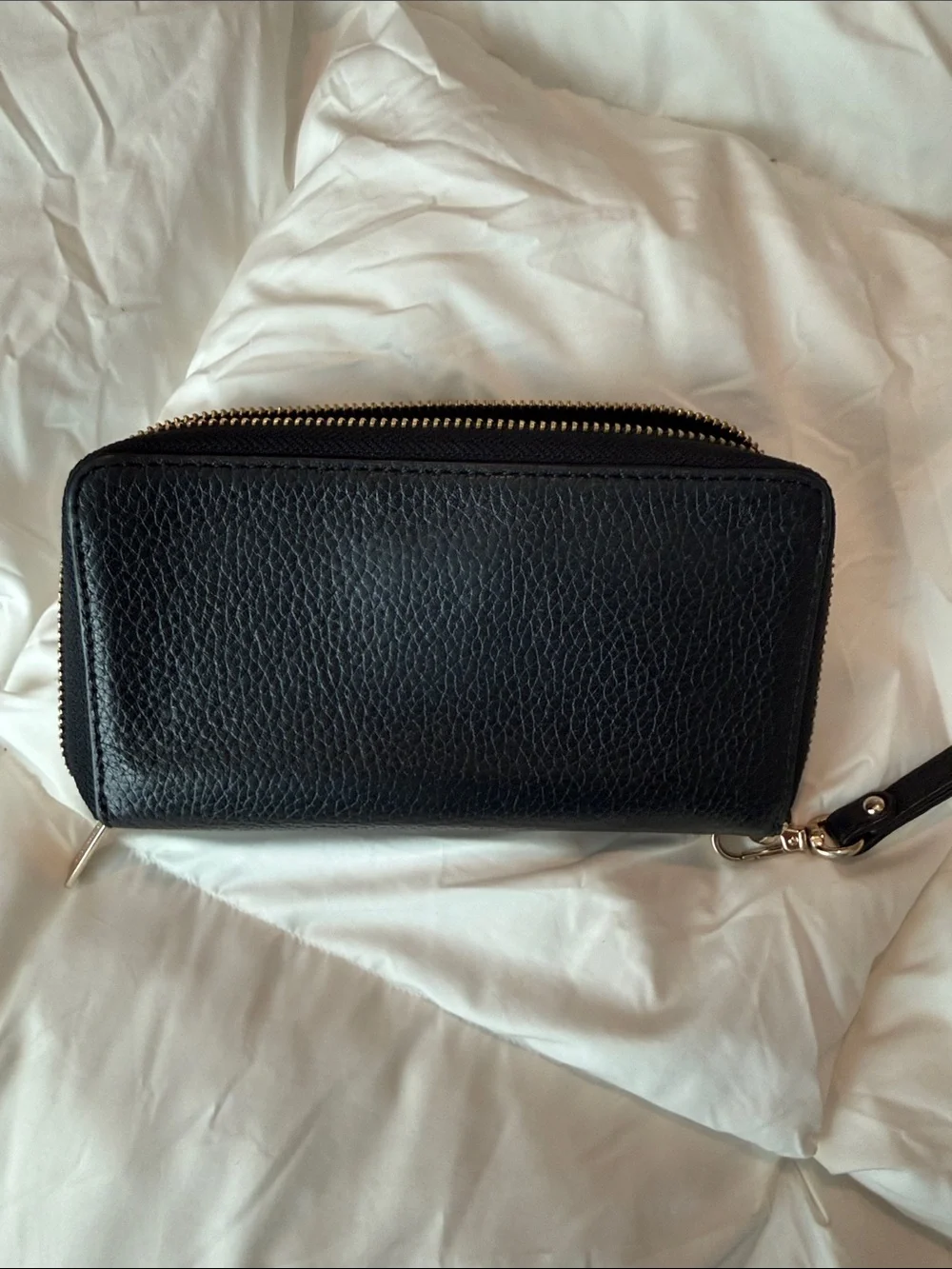 Michael Kors Black Pebbled Leather Wristlet Clutch with MK Logo